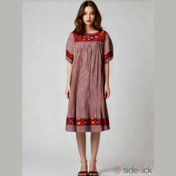 Vintage Mumu striped dress with embroidered flip flops beach balls swimsuits - Picture 2 of 6